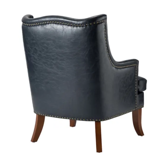Kirkland's Home Navy Faux Leather Wingback Accent Chair- Accent Chairs