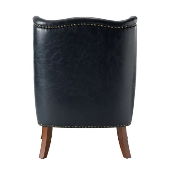 Kirkland's Home Navy Faux Leather Wingback Accent Chair- Accent Chairs
