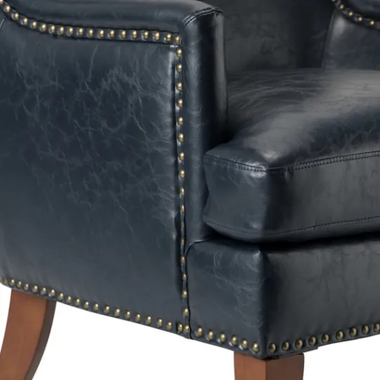 Kirkland's Home Navy Faux Leather Wingback Accent Chair- Accent Chairs