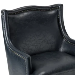 Kirkland's Home Navy Faux Leather Wingback Accent Chair- Accent Chairs