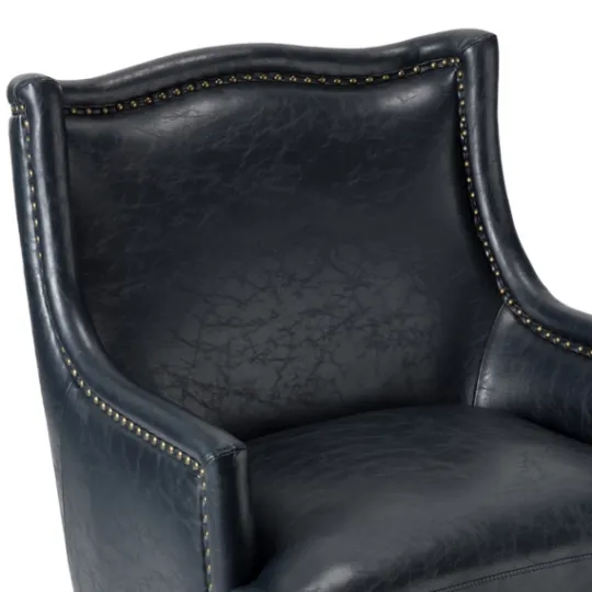 Kirkland's Home Navy Faux Leather Wingback Accent Chair- Accent Chairs