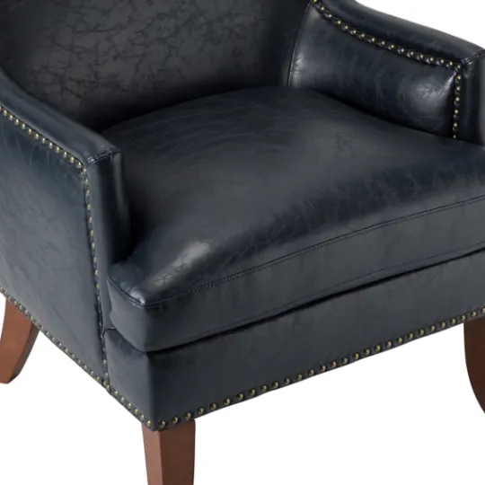 Kirkland's Home Navy Faux Leather Wingback Accent Chair- Accent Chairs