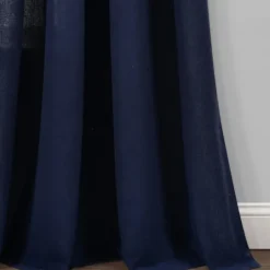 Kirkland's Home Navy Faux Linen Curtain Panel Set, 84 In.- Curtains & Drapes