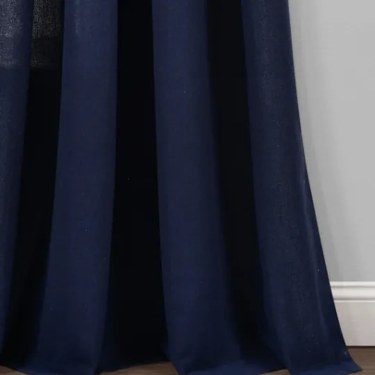 Kirkland's Home Navy Faux Linen Curtain Panel Set, 84 In.- Curtains & Drapes
