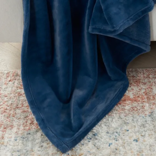 Kirkland's Home Navy Faux Sheared Mink Throw- Blankets & Throws