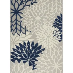 Kirkland's Home Navy Floral Burst Outdoor Area Rug, 5X7- Outdoor Rugs
