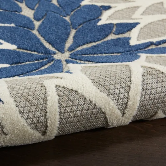 Kirkland's Home Navy Floral Burst Outdoor Area Rug, 5X7- Outdoor Rugs