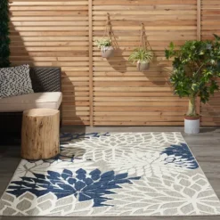 Kirkland's Home Navy Floral Burst Outdoor Area Rug, 5X7- Outdoor Rugs