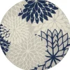 Kirkland's Home Navy Floral Burst Round Outdoor Area Rug, 7X7- Outdoor Rugs