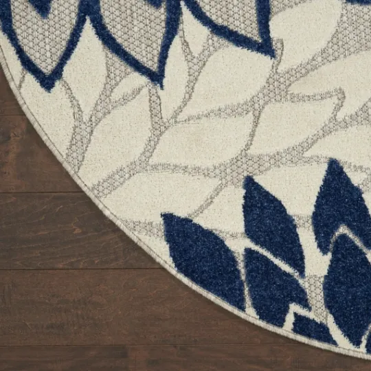 Kirkland's Home Navy Floral Burst Round Outdoor Area Rug, 7X7- Outdoor Rugs