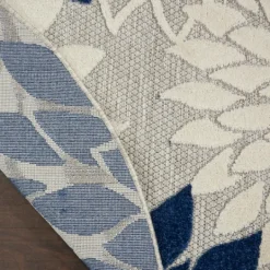 Kirkland's Home Navy Floral Burst Round Outdoor Area Rug, 7X7- Outdoor Rugs