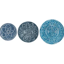 Kirkland's Home Navy Floral Metal Plate Wall Plaques, Set Of 3- Wall Plaques