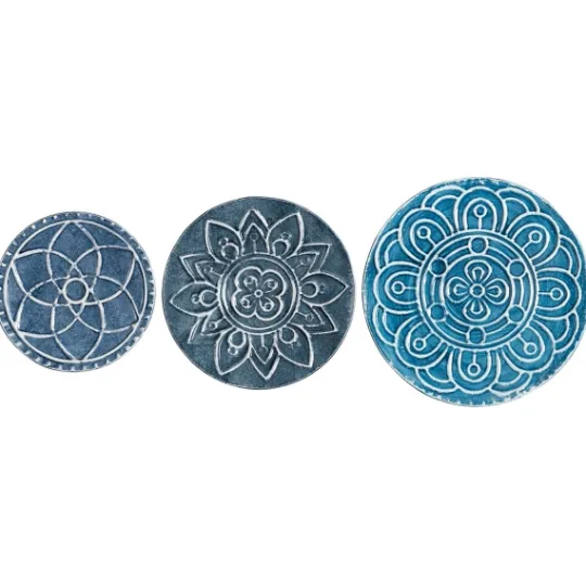 Kirkland's Home Navy Floral Metal Plate Wall Plaques, Set Of 3- Wall Plaques