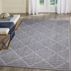 Kirkland's Home Navy Geo Lattice Outdoor Area Rug, 6X9- Outdoor Rugs
