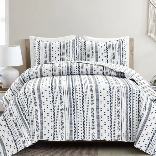 Kirkland's Home Navy Geometric Full/Queen Reversible Quilt Set- Quilts