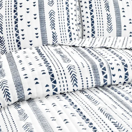 Kirkland's Home Navy Geometric Full/Queen Reversible Quilt Set- Quilts