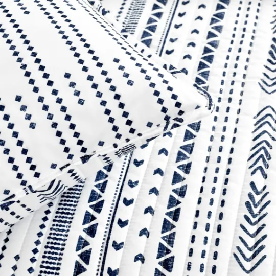 Kirkland's Home Navy Geometric Full/Queen Reversible Quilt Set- Quilts