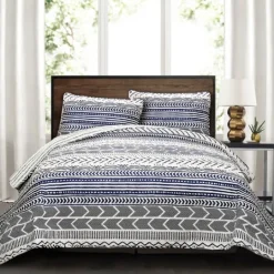 Kirkland's Home Navy Geometric 3-Pc. King Quilt Set- Quilts