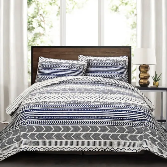 Kirkland's Home Navy Geometric 3-Pc. King Quilt Set- Quilts