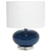 Kirkland's Home Navy Glass Short Oval Table Lamp- Table Lamps