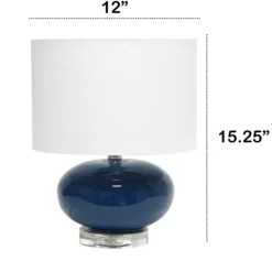 Kirkland's Home Navy Glass Short Oval Table Lamp- Table Lamps