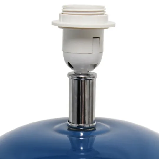 Kirkland's Home Navy Glass Short Oval Table Lamp- Table Lamps