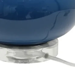 Kirkland's Home Navy Glass Short Oval Table Lamp- Table Lamps