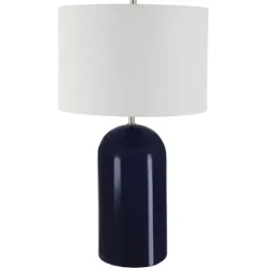 Kirkland's Home Navy Glazed Ceramic Table Lamp- Table Lamps