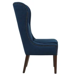 Kirkland's Home Navy High Wingback Nailhead Trim Dining Chair- Dining Chairs