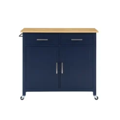 Kirkland's Home Navy Industrial Kitchen Cart- Kitchen Islands & Bar Carts