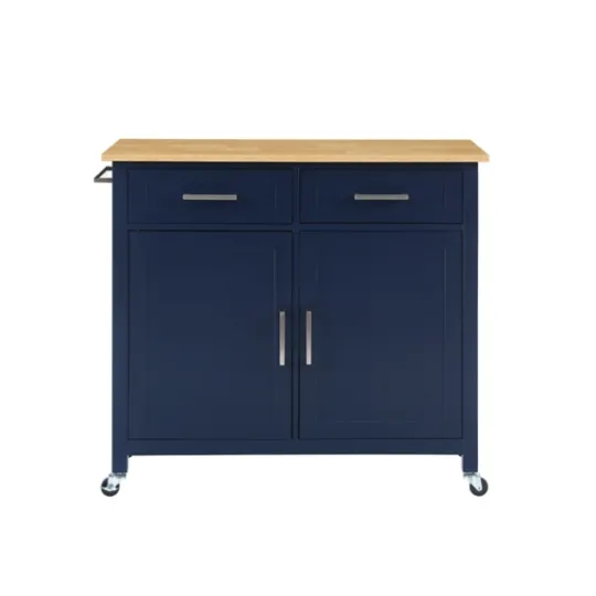 Kirkland's Home Navy Industrial Kitchen Cart- Kitchen Islands & Bar Carts