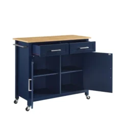 Kirkland's Home Navy Industrial Kitchen Cart- Kitchen Islands & Bar Carts