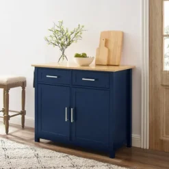 Kirkland's Home Navy Industrial Kitchen Cart- Kitchen Islands & Bar Carts