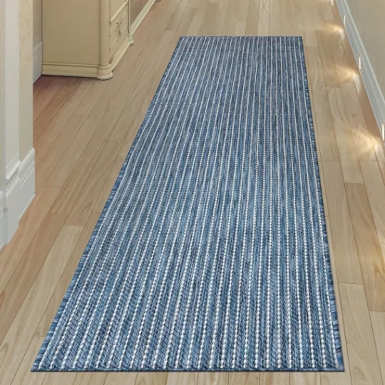 Kirkland's Home Navy Intertwine Indoor/Outdoor Runner- Outdoor Rugs