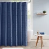 Kirkland's Home Navy Jacquard Pom Pom Cotton Shower Curtain- Shower Curtains