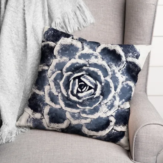 Kirkland's Home Navy Large Succulent Pillow- Pillows