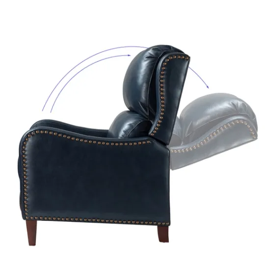 Kirkland's Home Navy Leather Nailhead Traditional Recliner- Accent Chairs