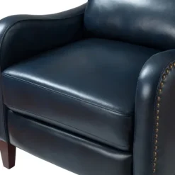 Kirkland's Home Navy Leather Nailhead Traditional Recliner- Accent Chairs