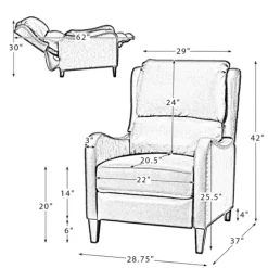 Kirkland's Home Navy Leather Nailhead Traditional Recliner- Accent Chairs