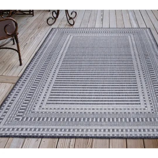 Kirkland's Home Navy Linear Macy Indoor/Outdoor Area Rug, 7X9- Outdoor Rugs