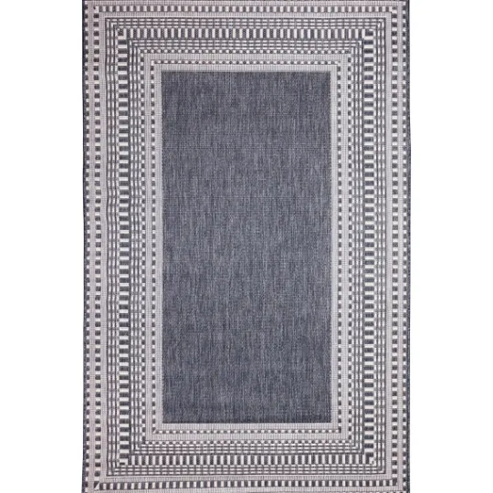 Kirkland's Home Navy Linear Macy Indoor/Outdoor Area Rug, 6X9- Outdoor Rugs