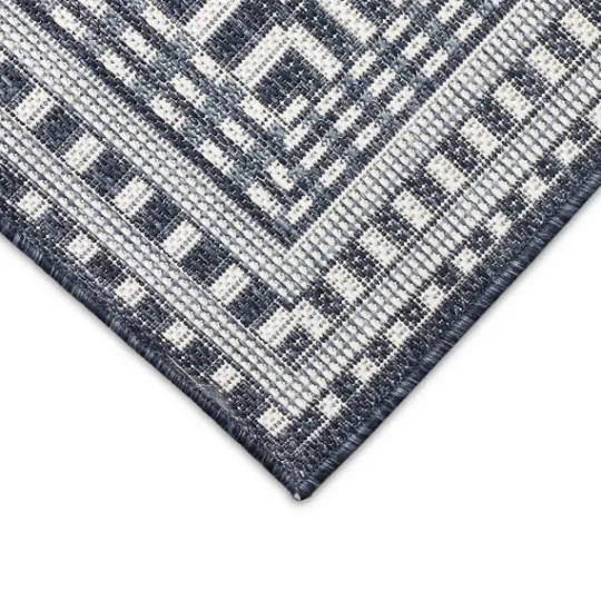 Kirkland's Home Navy Linear Macy Indoor/Outdoor Area Rug, 6X9- Outdoor Rugs