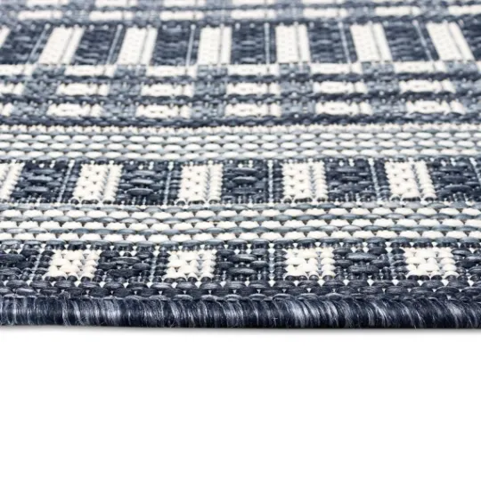 Kirkland's Home Navy Linear Macy Indoor/Outdoor Area Rug, 6X9- Outdoor Rugs