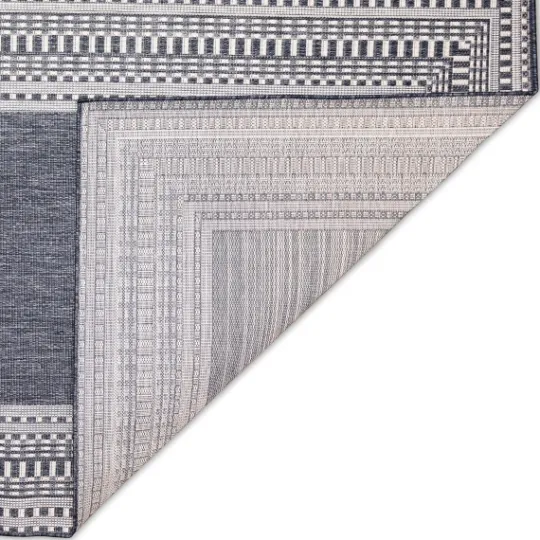 Kirkland's Home Navy Linear Macy Indoor/Outdoor Area Rug, 6X9- Outdoor Rugs