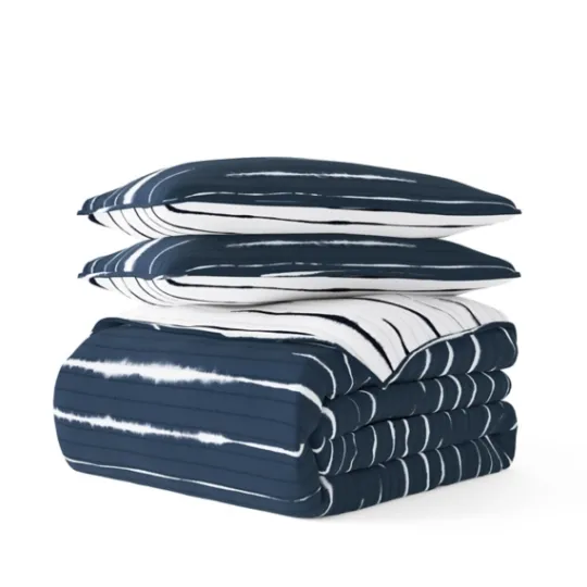 Kirkland's Home Navy Linear Reversible 2-Pc. Twin Quilt Set- Quilts