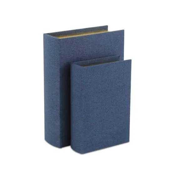 Kirkland's Home Navy Linen Book Boxes, Set Of 2- Baskets & Boxes