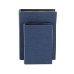 Kirkland's Home Navy Linen Book Boxes, Set Of 2- Baskets & Boxes