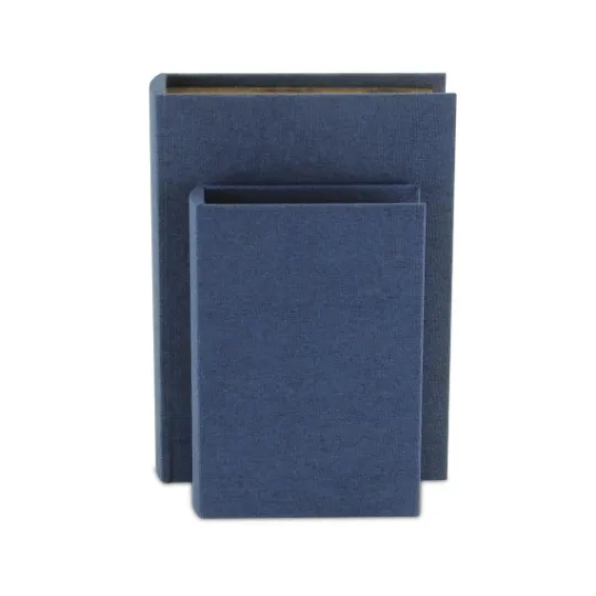 Kirkland's Home Navy Linen Book Boxes, Set Of 2- Baskets & Boxes