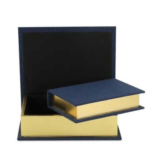 Kirkland's Home Navy Linen Book Boxes, Set Of 2- Baskets & Boxes