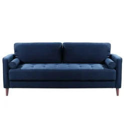 Kirkland's Home Navy Lumbar Eucalyptus Sofa- Sofas & Loveseats